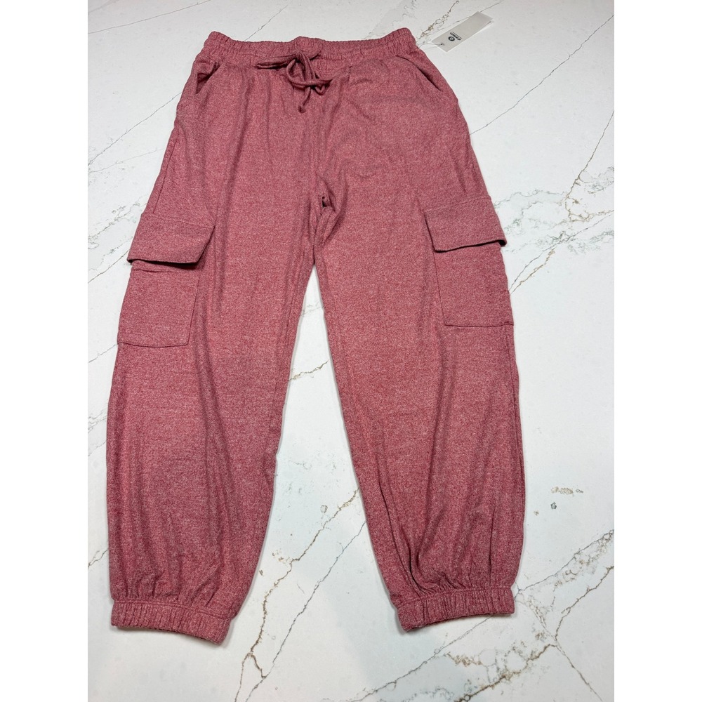 Mono B Women's 2 Piece Lounge Set Rose Pink Heathered Hoodie Size Med NEW - Picture 4 of 14